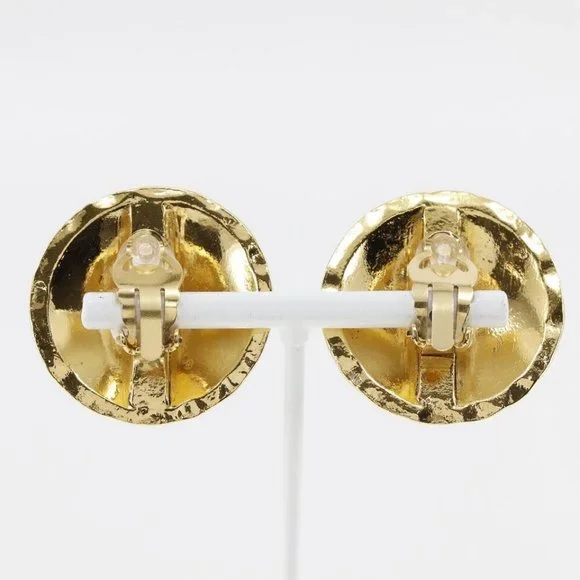 CHANEL COCO Mark Earring Matelasse Plated Gold 37.5g Women - Picture 2 of 16